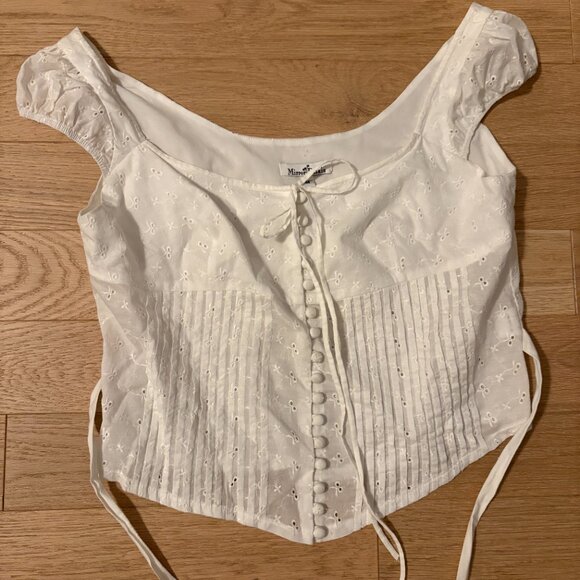Mirror Palais White Eyelet Top Size M - Picture 4 of 5